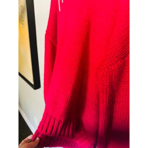 DRESSED IN LALA Hot Pink MAGIC Oversized Slouchy Chunky Knit Sweater sz S/M - Picture 7 of 9